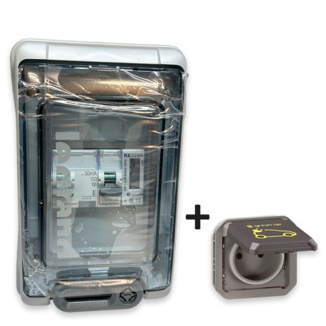 Legrand - Kit recharge pour véhicule électrique + Compteur énergie 45A + Prise Green'up encastrée - Réf : 069885L-02-Précablé
