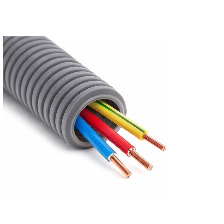 PREFLEX - Gaine électrique ICTA préfilée 3G1.5mm² - R/B/VJ - Ø16 mm - Couronne de 100m - Réf : PFG16E31501