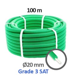 Qofil+ - Gaine électrique ICTA préfilée Grade 3 SAT 2200MHZ F/FTP D20 - Couronne de 100m - Réf : QOF20PTTG3S
