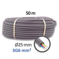 Qofil+ - Gaine électrique ICTA préfilée 3G6 mm² - R/B/VJ - Ø25 mm - Couronne de 50m - Réf : QOF2536001B