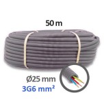 Qofil+ - Gaine électrique ICTA préfilée 3G6 mm² - R/B/VJ - Ø25 mm - Couronne de 50m - Réf : QOF2536001B