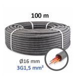 PREFLEX - Gaine électrique ICTA préfilée 3G1.5 mm² - O/O/R - Ø16 mm - Couronne de 100m - Réf : PFG16E31541
