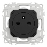 Schneider Odace - prise 2P+T affleurante noir onyx - bornes auto - 10AX - avec plaque Architecte effet Cuivre - Réf: S940052-PAC