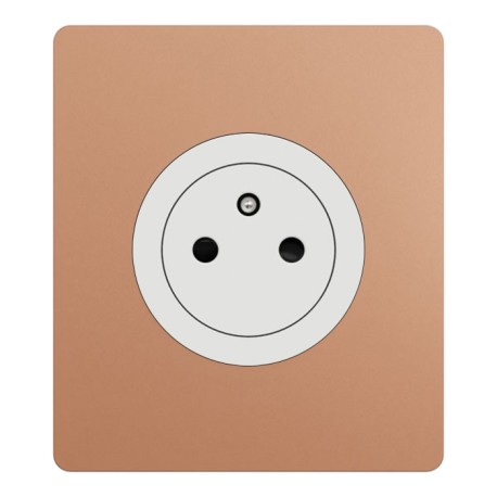 Schneider Odace - prise 2P+T affleurante - bornes automatiques - avec plaque Architecte effet Cuivre - Réf : S920052-PAC