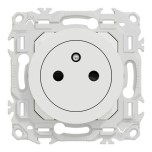 Schneider Odace - prise 2P+T affleurante blanc craie - bornes auto - avec plaque Architecte Bleu émaillé - Réf : S920052-PABE