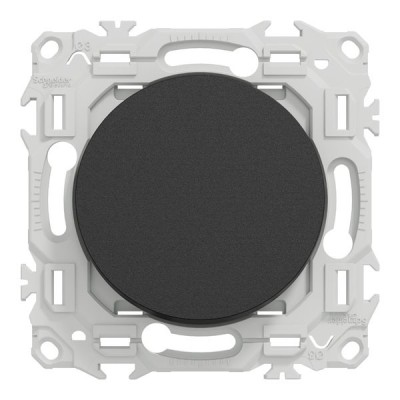 Schneider Odace - va-et-vient ou poussoir noir onyx avec plaque Architecte Bleu émaillé - Réf : S940204-PABE