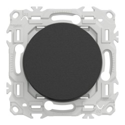 Schneider Odace - va-et-vient ou poussoir noir onyx avec plaque Architecte Bleu émaillé - Réf : S940204-PABE