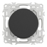 Schneider Odace - va-et-vient ou poussoir noir onyx avec plaque Architecte Bleu émaillé - Réf : S940204-PABE