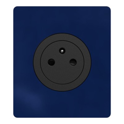 Schneider Odace - prise 2P+T affleurante noir onyx - bornes auto - avec plaque Architecte Bleu émaillé - Réf : S940052-PABE