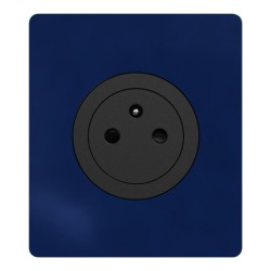 Schneider Odace - prise 2P+T affleurante noir onyx - bornes auto - avec plaque Architecte Bleu émaillé - Réf : S940052-PABE