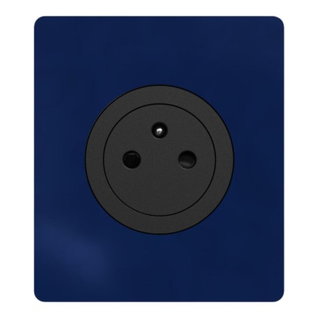 Schneider Odace - prise 2P+T affleurante noir onyx - bornes auto - avec plaque Architecte Bleu émaillé - Réf : S940052-PABE