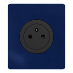 Schneider Odace - prise 2P+T affleurante noir onyx - bornes auto - avec plaque Architecte Bleu émaillé - Réf : S940052-PABE