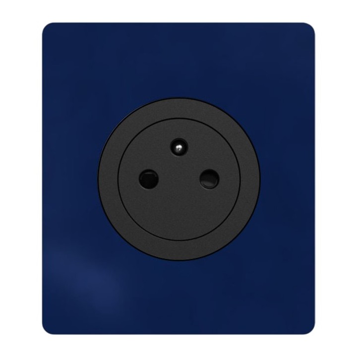 Schneider Odace - prise 2P+T affleurante noir onyx - bornes auto - avec plaque Architecte Bleu émaillé - Réf : S940052-PABE