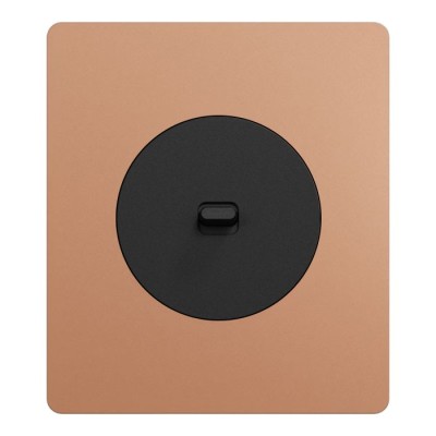 Schneider Odace - va-et-vient ou poussoir à levier noir onyx - 10AX - avec plaque Architecte effet Cuivre - Réf : S940203-PAC