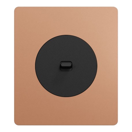 Schneider Odace - va-et-vient ou poussoir à levier noir onyx - 10AX - avec plaque Architecte effet Cuivre - Réf : S940203-PAC
