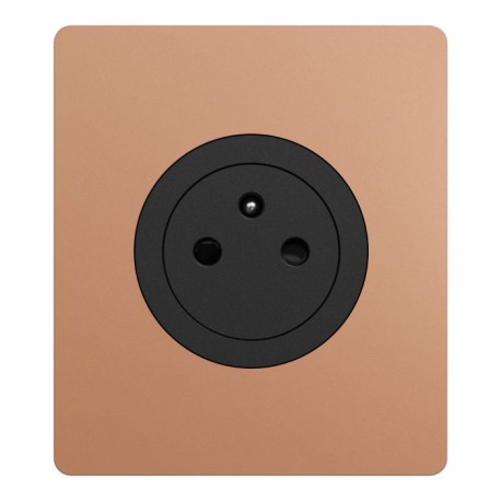 Schneider Odace - prise 2P+T affleurante noir onyx - bornes auto - 10AX - avec plaque Architecte effet Cuivre - Réf: S940052-PAC