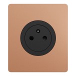 Schneider Odace - prise 2P+T affleurante noir onyx - bornes auto - 10AX - avec plaque Architecte effet Cuivre - Réf: S940052-PAC