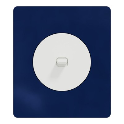 Schneider Odace - va-et-vient ou poussoir blanc craie à levier avec plaque Architecte Bleu émaillé - Réf : S920203-PABE