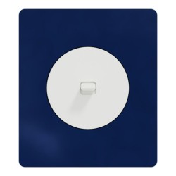 Schneider Odace - va-et-vient ou poussoir blanc craie à levier avec plaque Architecte Bleu émaillé - Réf : S920203-PABE