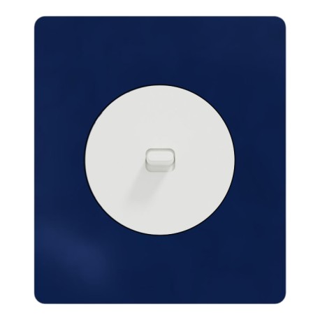 Schneider Odace - va-et-vient ou poussoir blanc craie à levier avec plaque Architecte Bleu émaillé - Réf : S920203-PABE