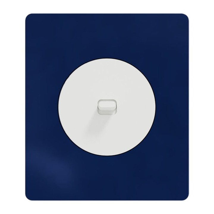 Schneider Odace - va-et-vient ou poussoir blanc craie à levier avec plaque Architecte Bleu émaillé - Réf : S920203-PABE