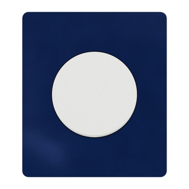 Schneider Odace - va-et-vient ou poussoir blanc craie avec plaque Architecte Bleu émaillé - Réf : S920204-PABE