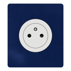 Schneider Odace - prise 2P+T affleurante blanc craie - bornes auto - avec plaque Architecte Bleu émaillé - Réf : S920052-PABE