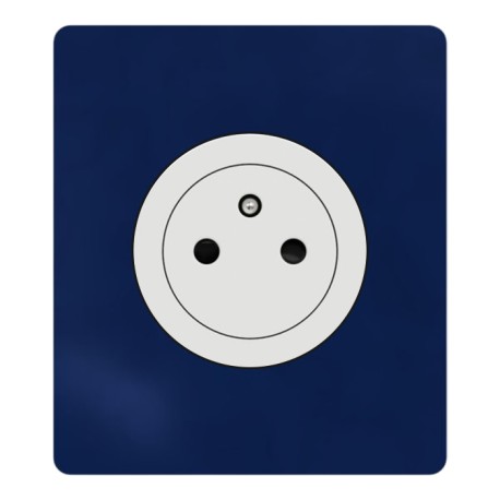 Schneider Odace - prise 2P+T affleurante blanc craie - bornes auto - avec plaque Architecte Bleu émaillé - Réf : S920052-PABE