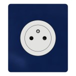 Schneider Odace - prise 2P+T affleurante blanc craie - bornes auto - avec plaque Architecte Bleu émaillé - Réf : S920052-PABE