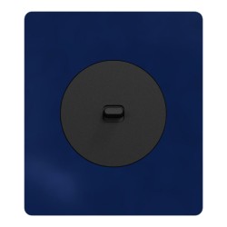 Schneider Odace - va-et-vient ou poussoir noir onyx à levier avec plaque Architecte Bleu émaillé - Réf : S940203-PABE