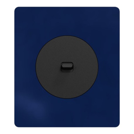 Schneider Odace - va-et-vient ou poussoir noir onyx à levier avec plaque Architecte Bleu émaillé - Réf : S940203-PABE