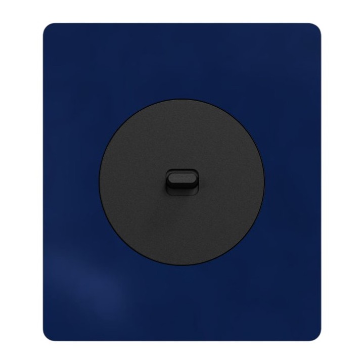 Schneider Odace - va-et-vient ou poussoir noir onyx à levier avec plaque Architecte Bleu émaillé - Réf : S940203-PABE