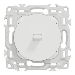 Schneider Odace - va-et-vient ou poussoir blanc craie à levier avec plaque Architecte Sienne émaillé - Réf : S920203-PAS