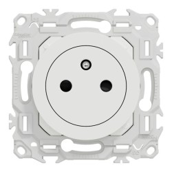 Schneider Odace - prise 2P+T affleurante blanc craie - bornes auto - avec plaque Architecte Sienne émaillé - Réf : S920052-PAS