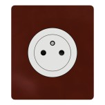 Schneider Odace - prise 2P+T affleurante blanc craie - bornes auto - avec plaque Architecte Sienne émaillé - Réf : S920052-PAS