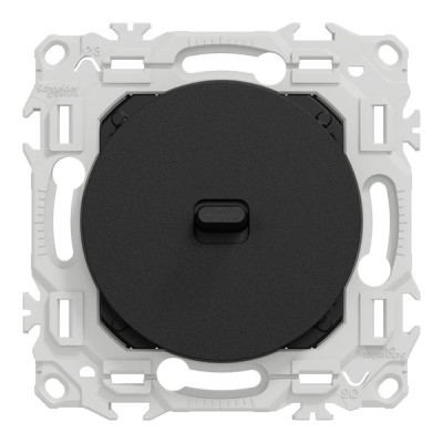 Schneider Odace - va-et-vient ou poussoir noir onyx à levier avec plaque Architecte Sienne émaillé - Réf : S940203-PAS