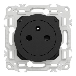 Schneider Odace - prise 2P+T affleurante noir onyx - bornes auto - avec plaque Architecte Sienne émaillé - Réf : S940052-PAS