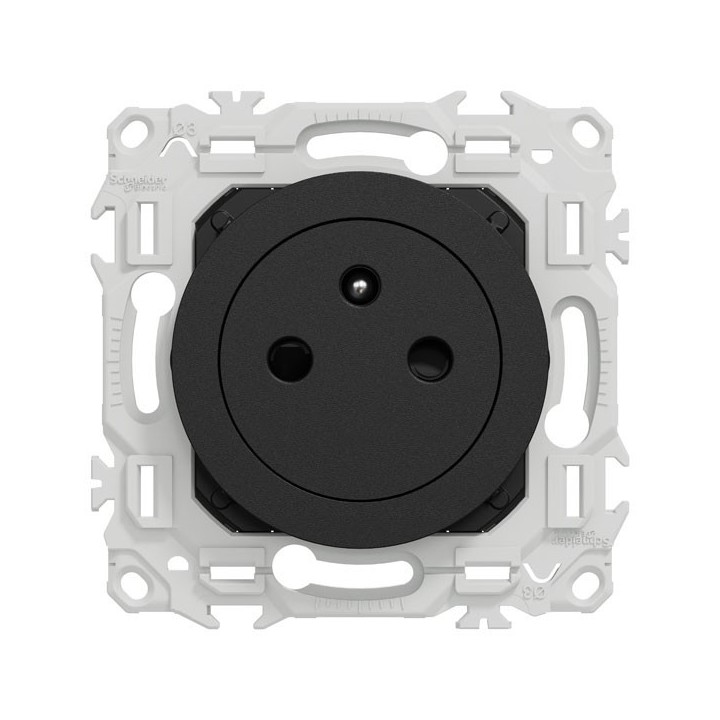 Schneider Odace - prise 2P+T affleurante noir onyx - bornes auto - avec plaque Architecte Sienne émaillé - Réf : S940052-PAS
