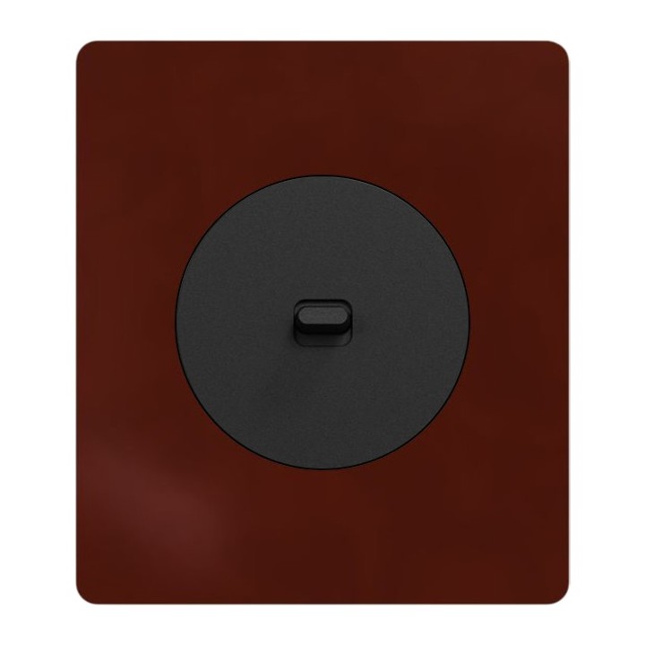 Schneider Odace - va-et-vient ou poussoir noir onyx à levier avec plaque Architecte Sienne émaillé - Réf : S940203-PAS