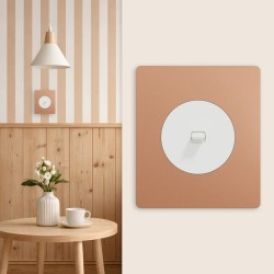 Schneider Odace - va-et-vient ou poussoir blanc craie à levier avec plaque Architecte - effet Cuivre - Réf : S920203-PAC