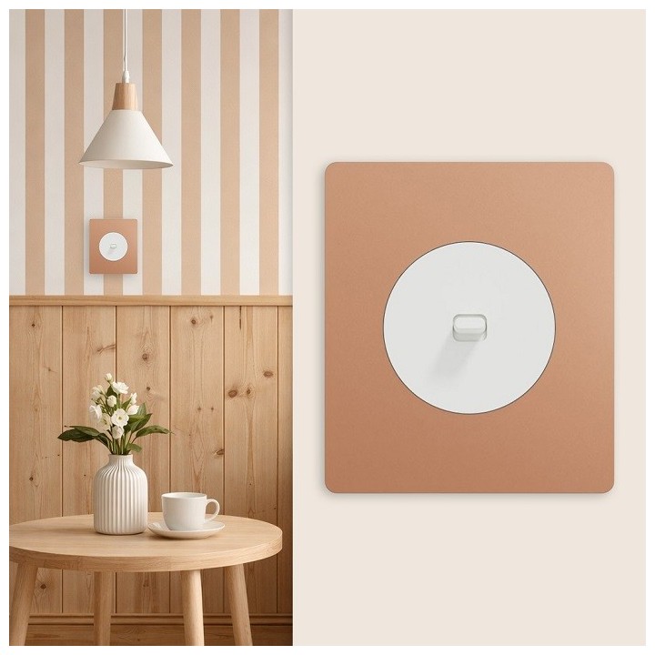 Schneider Odace - va-et-vient ou poussoir blanc craie à levier avec plaque Architecte - effet Cuivre - Réf : S920203-PAC