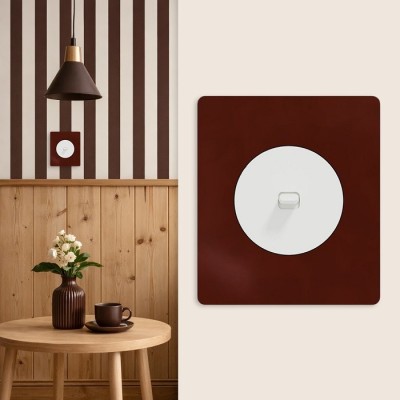 Schneider Odace - va-et-vient ou poussoir blanc craie à levier avec plaque Architecte Sienne émaillé - Réf : S920203-PAS