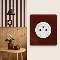 Schneider Odace - prise 2P+T affleurante blanc craie - bornes auto - avec plaque Architecte Sienne émaillé - Réf : S920052-PAS