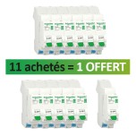 Schneider - Resi9 XE - Lot de 12 disjoncteurs modulaires - 1P+N - 10A - courbe C - embrochable - 1 OFFERT - Réf : R9EFC610(12)