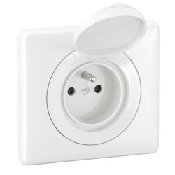 Legrand - Prise de courant avec terre Céliane Surface avec plaque étanche - Blanc - Réf : 099170