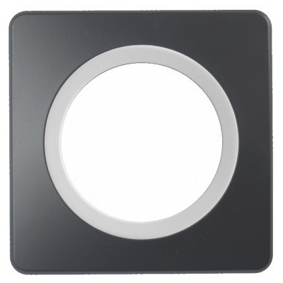 Ohmtec - EPURE - Plaque 1 poste - Anthracite avec insert blanc - Réf : 480655O