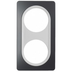 Ohmtec - EPURE - Plaque 2 postes - Anthracite avec insert blanc - Réf : 480656O