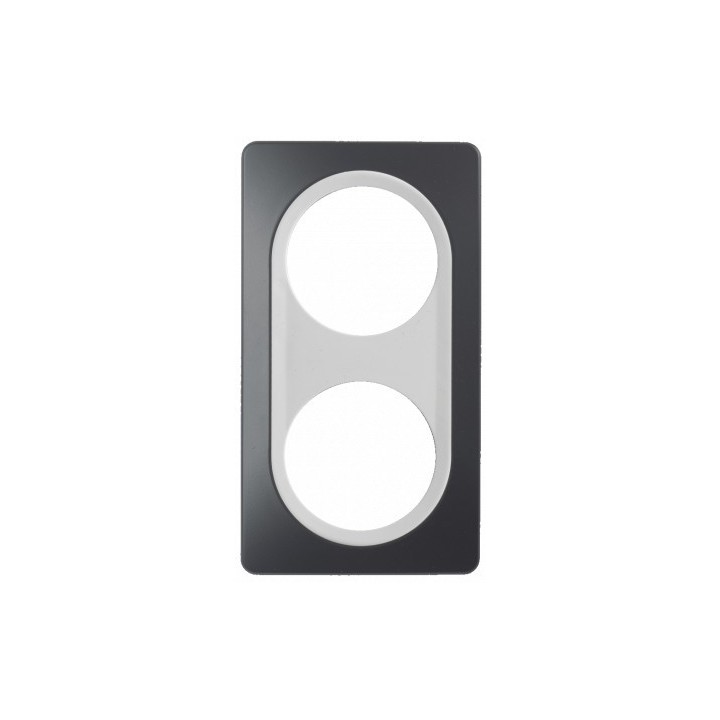 Ohmtec - EPURE - Plaque 2 postes - Anthracite avec insert blanc - Réf : 480656O