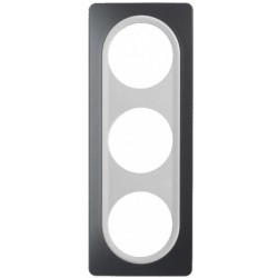 Ohmtec - EPURE - Plaque 3 postes - Anthracite avec insert blanc - Réf : 480657O