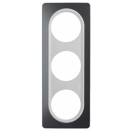 Ohmtec - EPURE - Plaque 3 postes - Anthracite avec insert blanc - Réf : 480657O